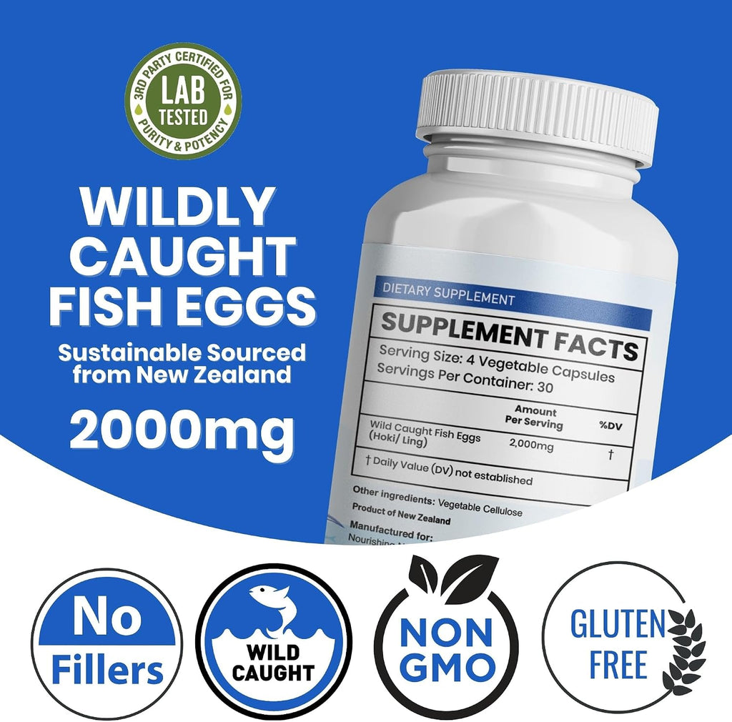 Wild Caught Fish Eggs 2,000mg - Huevas de Pescado Silvestre con Omega 3, EPA y DHA