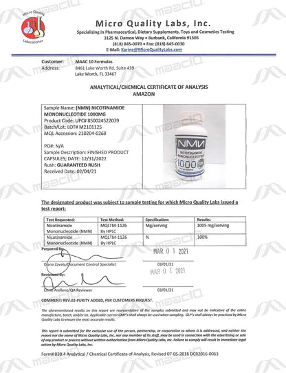 MAAC10 NMN Supplement 1000mg Pure NMN Nicotinamide Mononucleotide. – Image 4