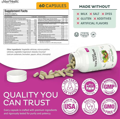 Multivitamínico Supreme para Chicas Adolescentes 12-17 años – con D3, Hierro, Calcio, Biotina y Enzimas Digestivas – 60 – Image 6
