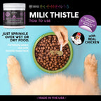 Milk Thistle for Dogs & Cats. Suplemento Hepático con Pollo Real. Desintoxicación de Hígado y Riñones. Frasco Grande de 85 gramos.