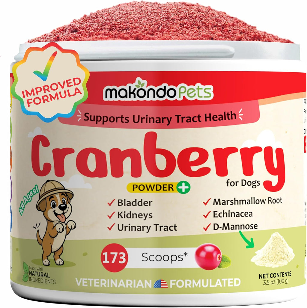 Complemento de Arándano para Perros con D-Manosa, Raíz de Malvavisco y Vitamina C – Apoyo Urinario y pH Normal – 173 Dosis