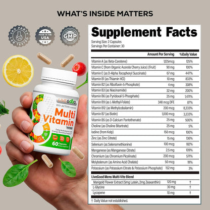LiveGood Bio-Active Complete Multivitamin – Vitamina C: Contribuye a la formación de colágeno, al funcionamiento – Image 2