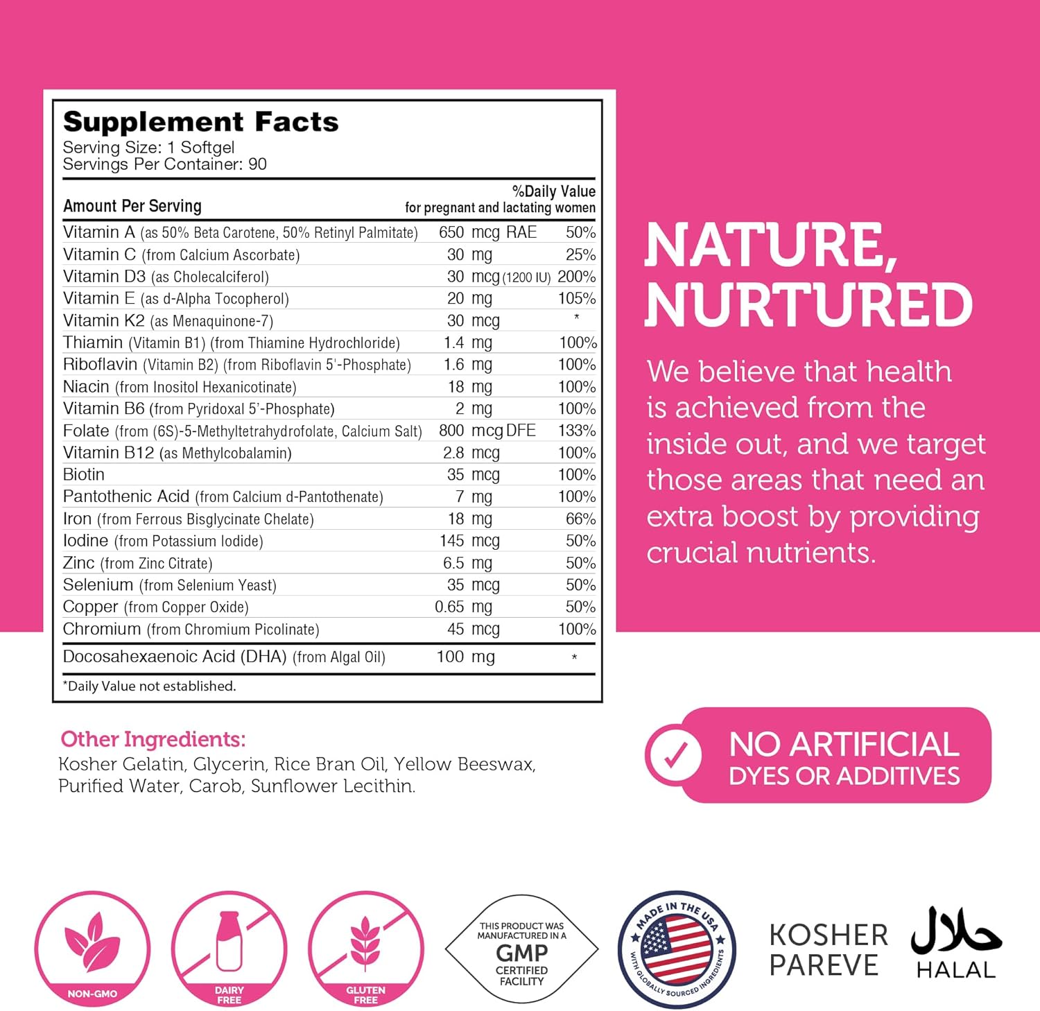Zahler Mighty Mini – Easy-to-Swallow Prenatal Vitamin with Methylfolate and DHA – 90 Capsules
