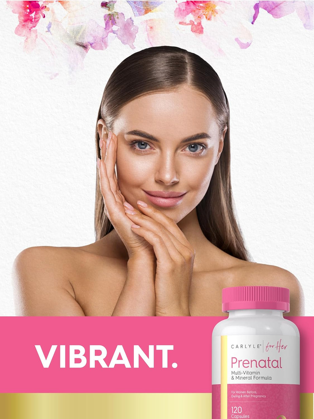 Carlyle Vitaminas Prenatales para Mujeres | 120 Cápsulas | Fórmula Multivitamínica y Mineral con Ácido Fólico | Sin Gluten y No Transgénico