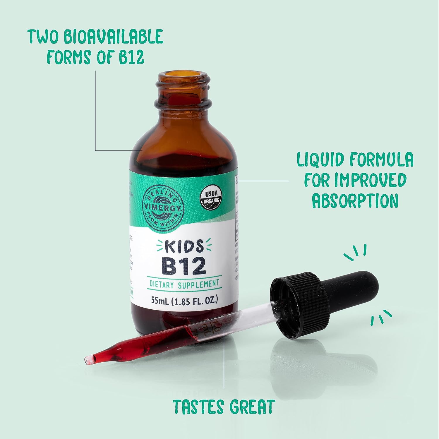 Vimergy Kids Líquido Orgánico de Vitamina B12 (55 mL)