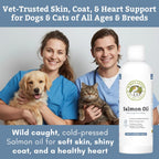 Wholistic Pet Organics Aceite de Salmón Salvaje de Alaska para Perros y Gatos - Omega 3 Liquido - 4 oz