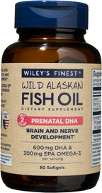 Wiley's Finest Aceite de Pescado Salvaje de Alaska Prenatal DHA - 900mg Omega-3 EPA y DHA - 120 Cápsulas Blandas