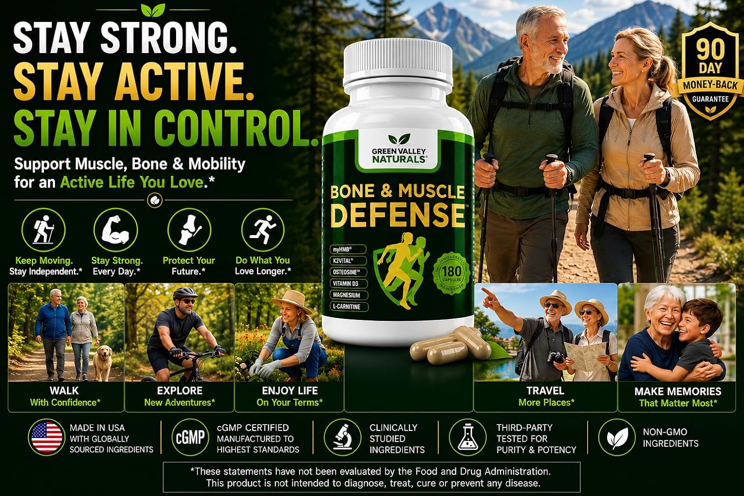Green Valley Naturals Bone & Muscle Defense - 180 Cápsulas