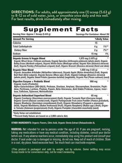 Nature's Truth Organic Greens Powder - Polvo – Las enzimas digestivas ayudan a descomponer los alimentos, – Image 2