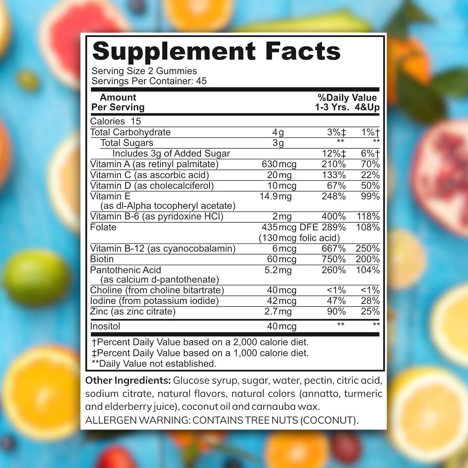 Zaytun Gominolas Multivitamínicas para Niños - 90 unidades, con vitaminas A, C, D, E, B6, B12 y Biotina