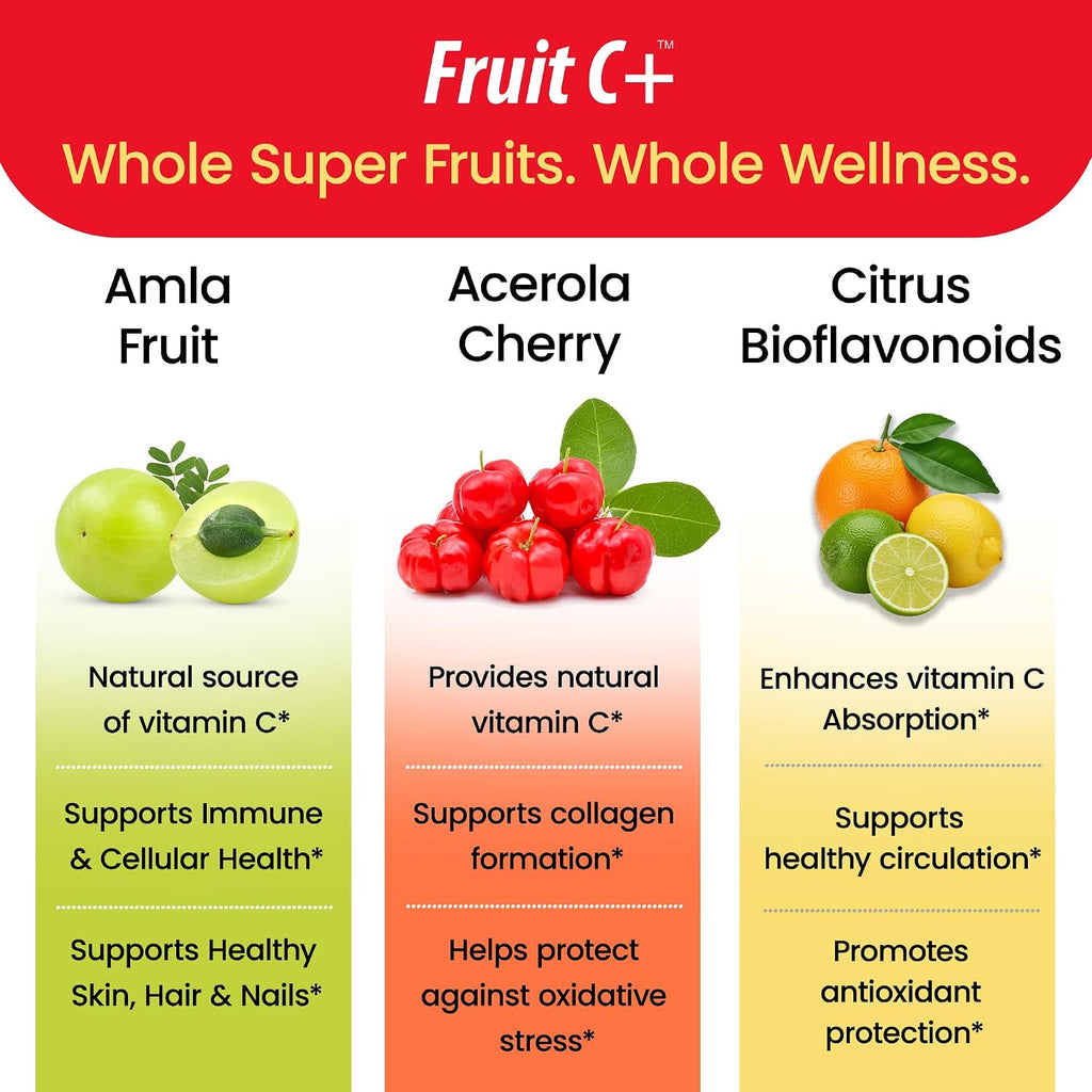 Organic Veda Super Fruits Vitamina C - Amla y Acerola con Bioflavonoides - 120 Cápsulas Veganas