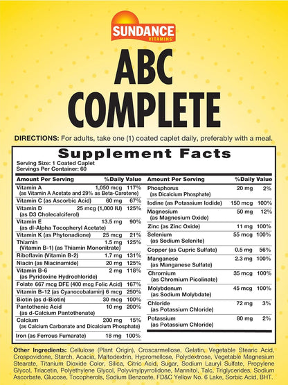 Sundance Multivitamínico para Mujeres y Hombres con Hierro | Fórmula Mineral Completa ABC | Sin Gluten y No-GMO – Image 2