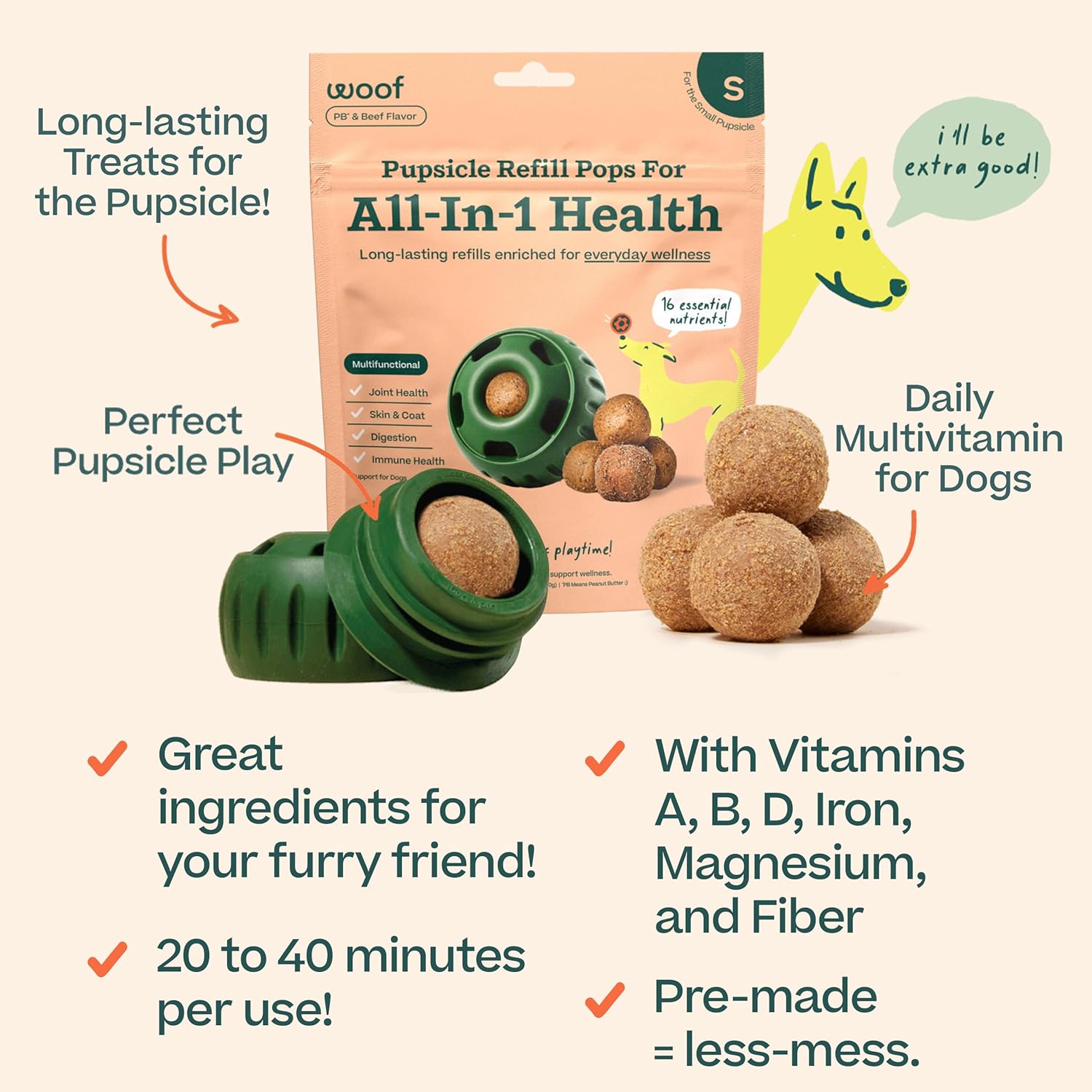 WOOF Pupsicle Recambios Multivitamínicos para Perros - 10 Unidades
