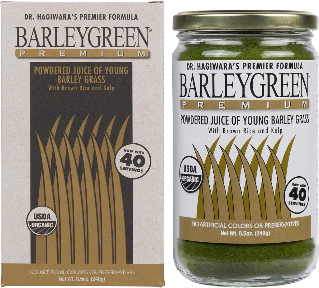 BARLEYGREEN Dr. Hagiwara's Original Premium con Algas Kelp - Polvo de Jugo de Césped de Cebada Orgánico, 240g