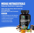 Mishas Nutraceuticals Sea Moss Blend 15 en 1 - Cápsulas de Musgo Marino y Hierbas