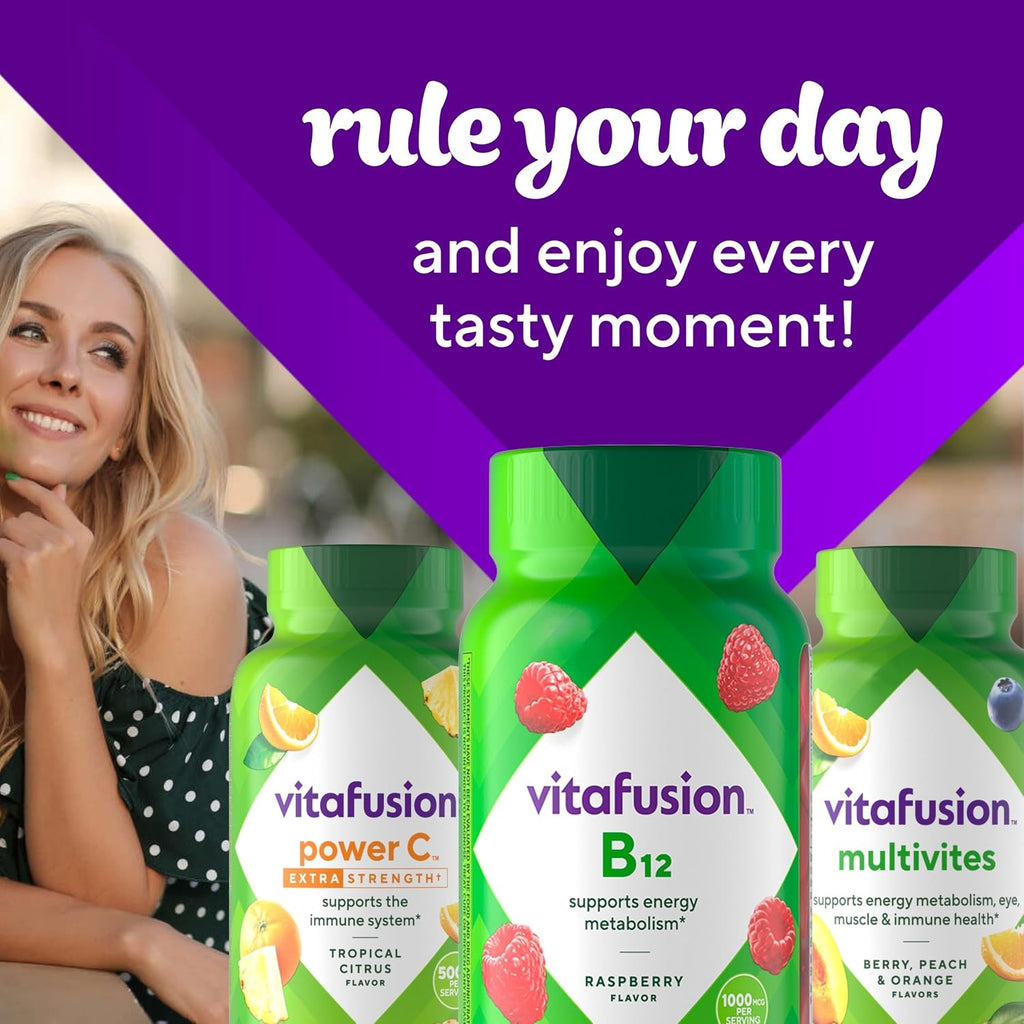 Vitafusion Vitamin B12 Gummies 1000 mcg - 60 Adult Gummies - Raspberry Flavor