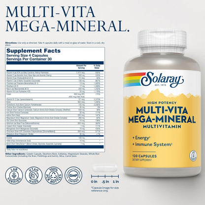 SOLARAY Multi-Vita Mega-Mineral – La vitamina D contribuye al mantenimiento de los huesos en condiciones normales – Image 2