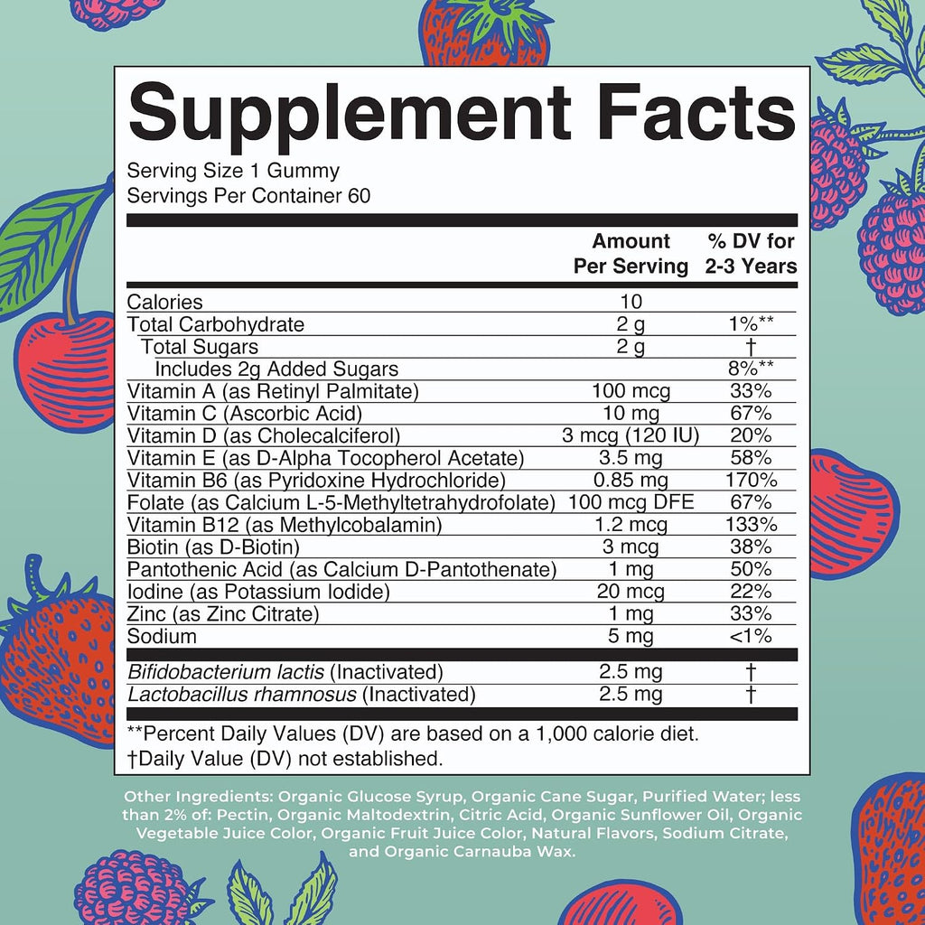 MARYRUTH'S Organics Multivitamínico Infantil + Postbióticos, 60 Gomitas