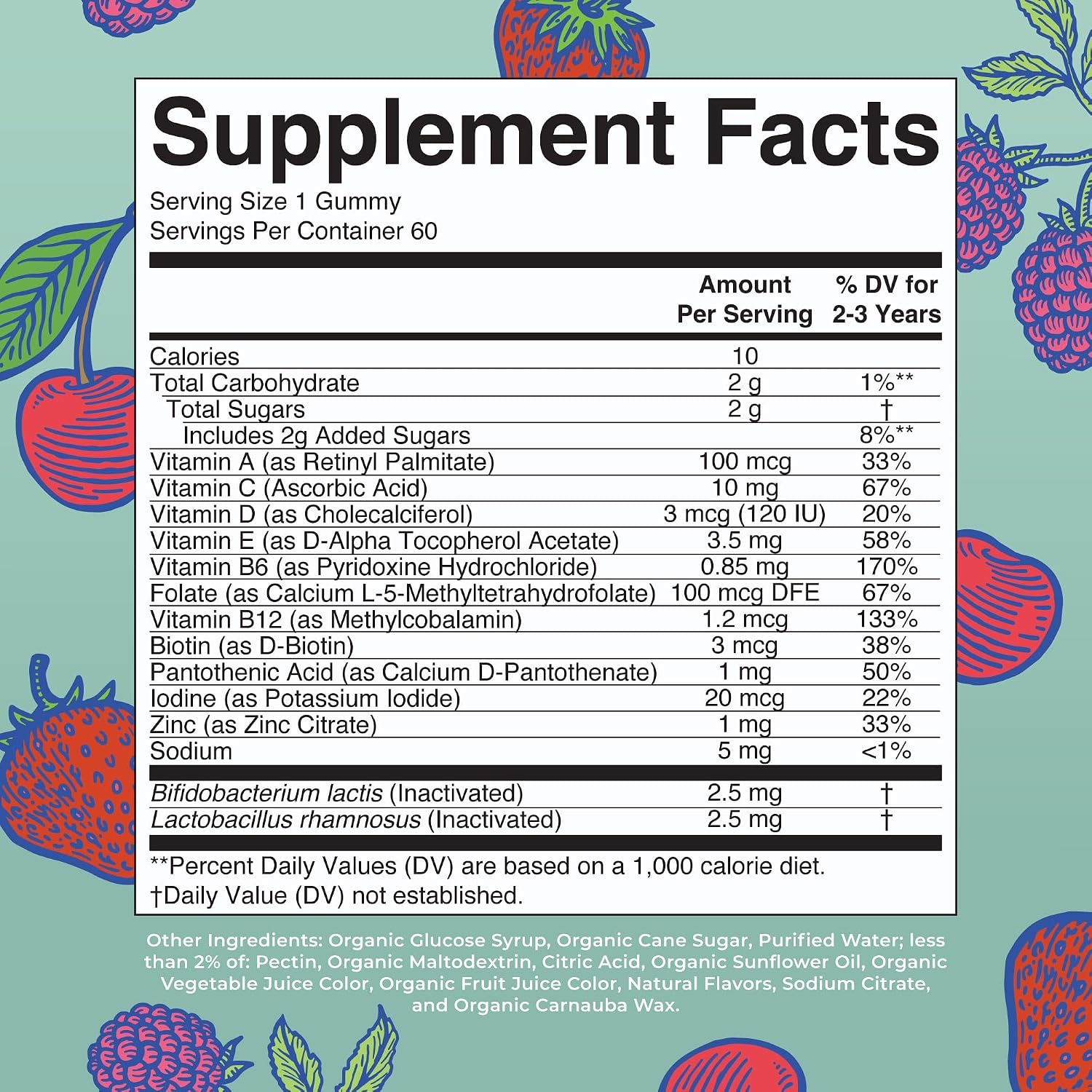 MARYRUTH'S Organics Multivitamínico Infantil + Postbióticos, 60 Gomitas