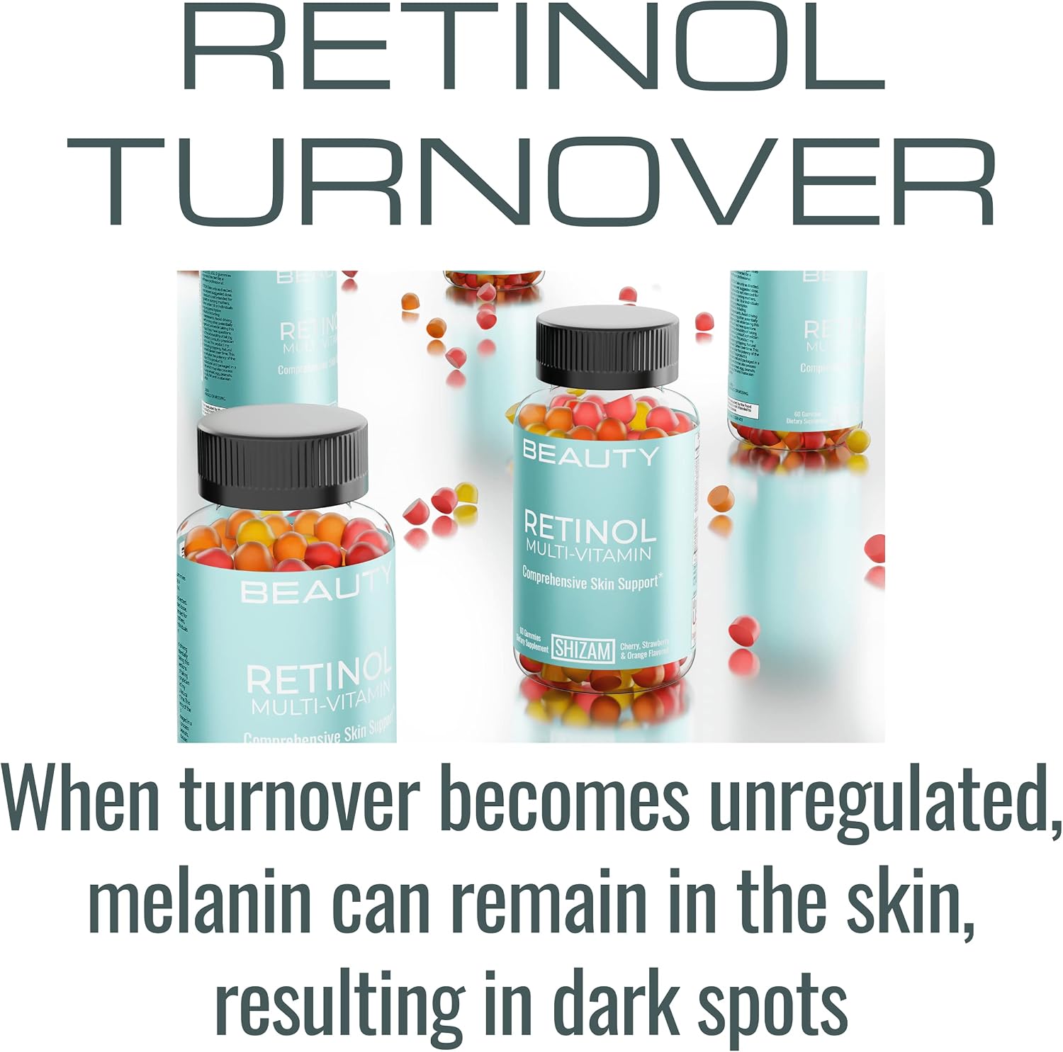 SHIZAM Gominolas de Retinol y Vitaminas - Multivitamínico para la Piel con 1200 mcg de Vitamina A
