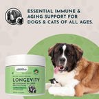 Animal Essentials Longevity Suplemento de Hongo Reishi para Perros y Gatos - Extracto en Polvo, Salud Cardiovascular y Hepática, Antioxidante - 50g