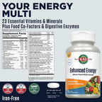 KAL Enhanced Energy - Whole Food Multivitamin for Men & Women, 60 VegTabs