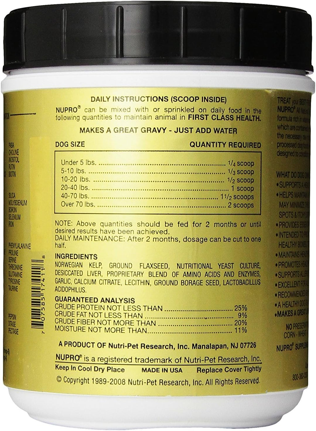 Nupro Nutri-Pet Suplemento Natural para Perros (1,7 kg)