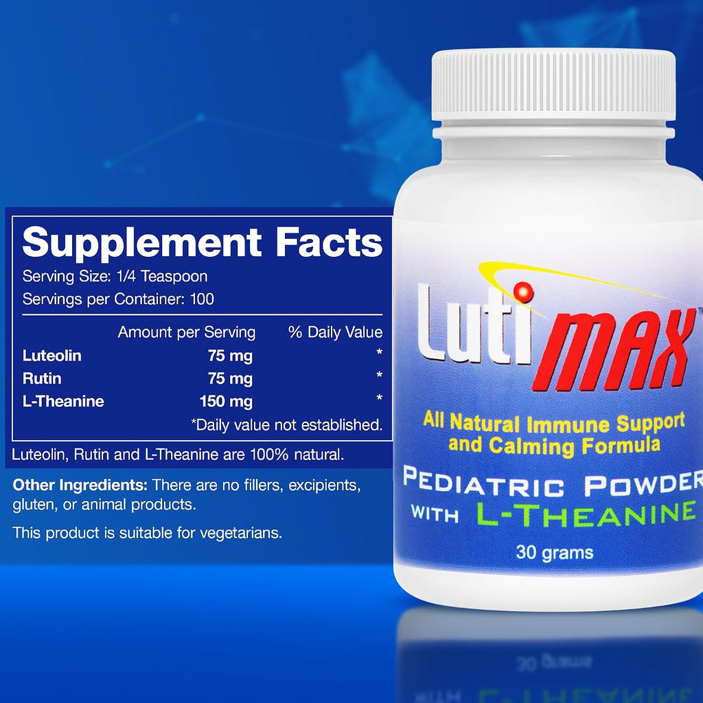 Lutimax Pediatric Powder - Suplemento Infantil con Luteolina, Rutina y L-Teanina (100 porciones)