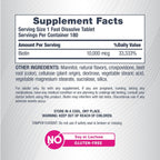 NeoCell Biotin 10000mcg Comprimidos de Disolución Rápida | 180 Comprimidos | Sabor a Bayas | Suplemento para Cabello, Piel y Uñas