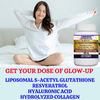 Nikoni Liposomal S-Acetil L-Glutation, Resveratrol, Ácido Hialurónico y Colágeno, 500 mg, 120 Cápsulas Blandas