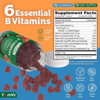 Gomitas de Complejo B con Vitamina C – Delicioso sabor, 1 al día, Apoyo Energético y Nervioso para Adultos – Vegano, Kosher, No-GMO – con B12, B6, Niacina y Ácido Fólico – 70 unidades