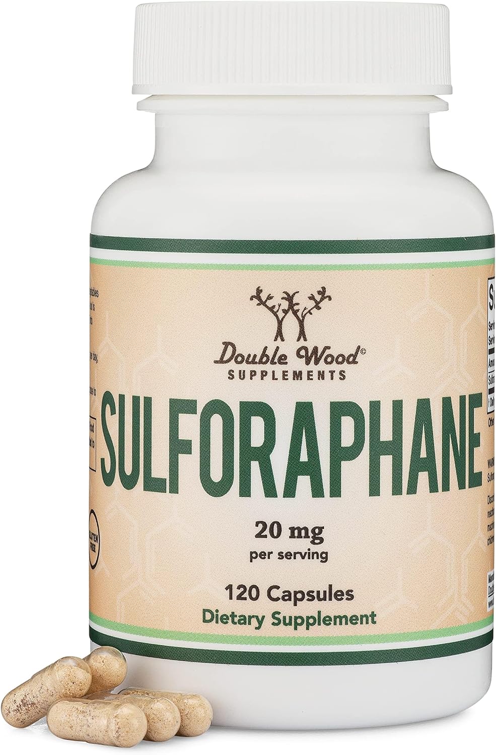 Sulforaphane Supplement - 20 mg de Sulforafano por Porción (120 Cápsulas) Extracto de Brócoli, Vegano - Double Wood