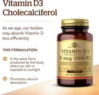 Solgar Vitamina D3 (Colecalciferol) 25 mcg (1000 UI) – 180 Comprimidos