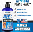 Omega 3 para Perros - Aceite de Pescado Salvaje - Suplemento Líquido para Piel, Pelaje y Articulaciones