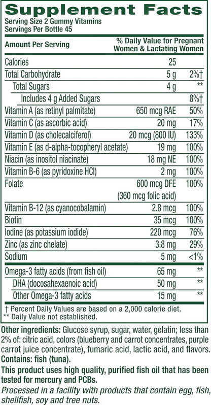 Vitafusion Prenatal Gummies - Vitaminas Prenatales en Gominolas, Sabor Frambuesa Limón, 90 Unidades – Image 2