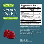 Viteey Gomitas de Vitamina D3 y K2 - 1000 UI D3 + 100 mcg K2 - 60 unidades