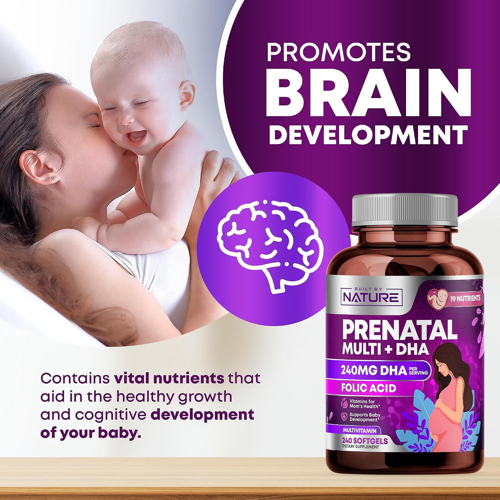 Built by Nature Vitaminas Prenatales para Mujeres, 240 Cápsulas Blandas