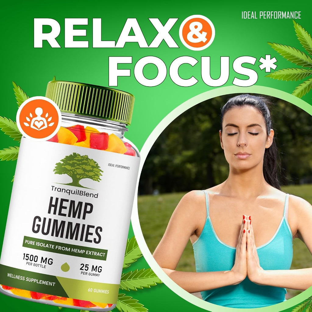 Tranquil Blend Gummies Hemp - Gominolas de Cáñamo con Extracto Orgánico de Semillas y Aceite, Fórmula Extra Fuerte (5 Paquetes)