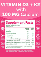 Lunakai Gummies de Vitamina D3 y K2 con Calcio – Suplemento Vegano Diario 3 en 1 para Huesos e Inmunidad, 60 gominolas