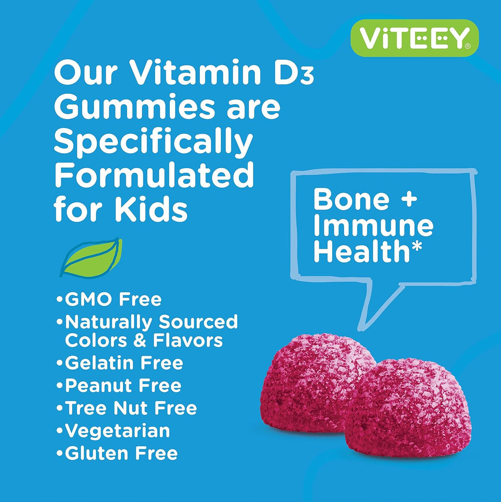 Viteey Gominolas de Vitamina D3 para Niños 1000 IU - 60 unidades
