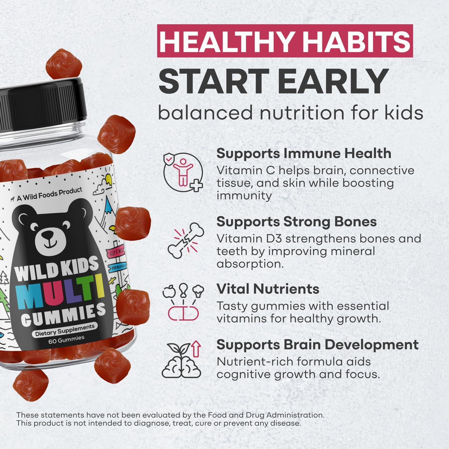 Wild Foods Gomitas Multivitamínicas para Niños – 60 Gomitas