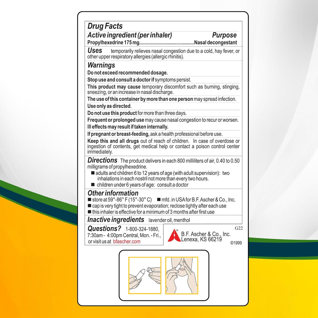 Benzedrex Inhalador Nasal Descongestivo - Pack de 6 | Alivio Rápido para Congestión y Sinusitis