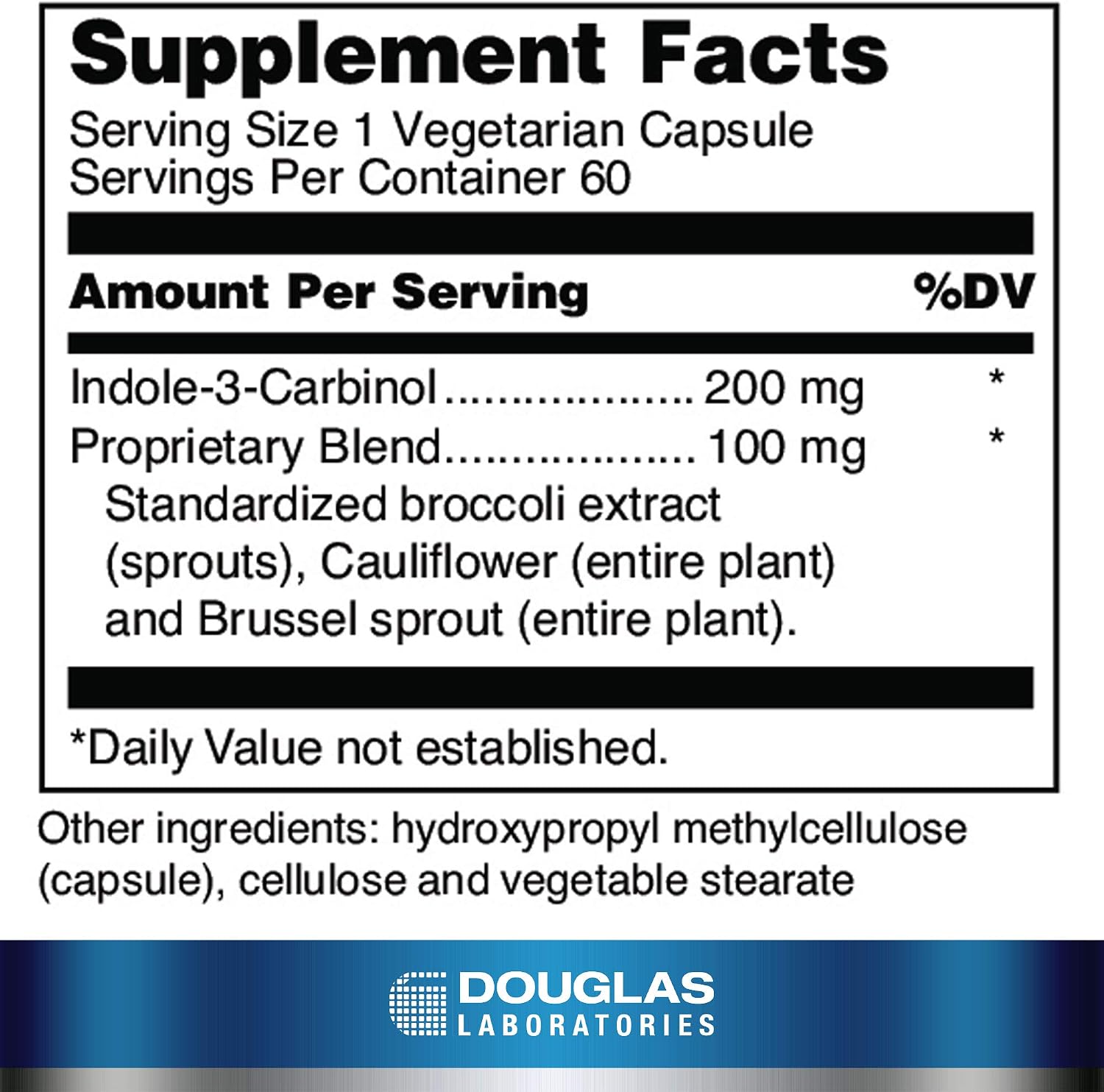 Douglas Laboratories Ultra I-3-C | Indol-3-Carbinol | 60 Cápsulas
