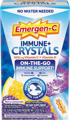 Emergen-C Immune Plus Crystals - Suplemento Inmunológico con Vitamina C, D, Zinc y Vitaminas B - 28 Sticks - Sabor Berry Lemonade