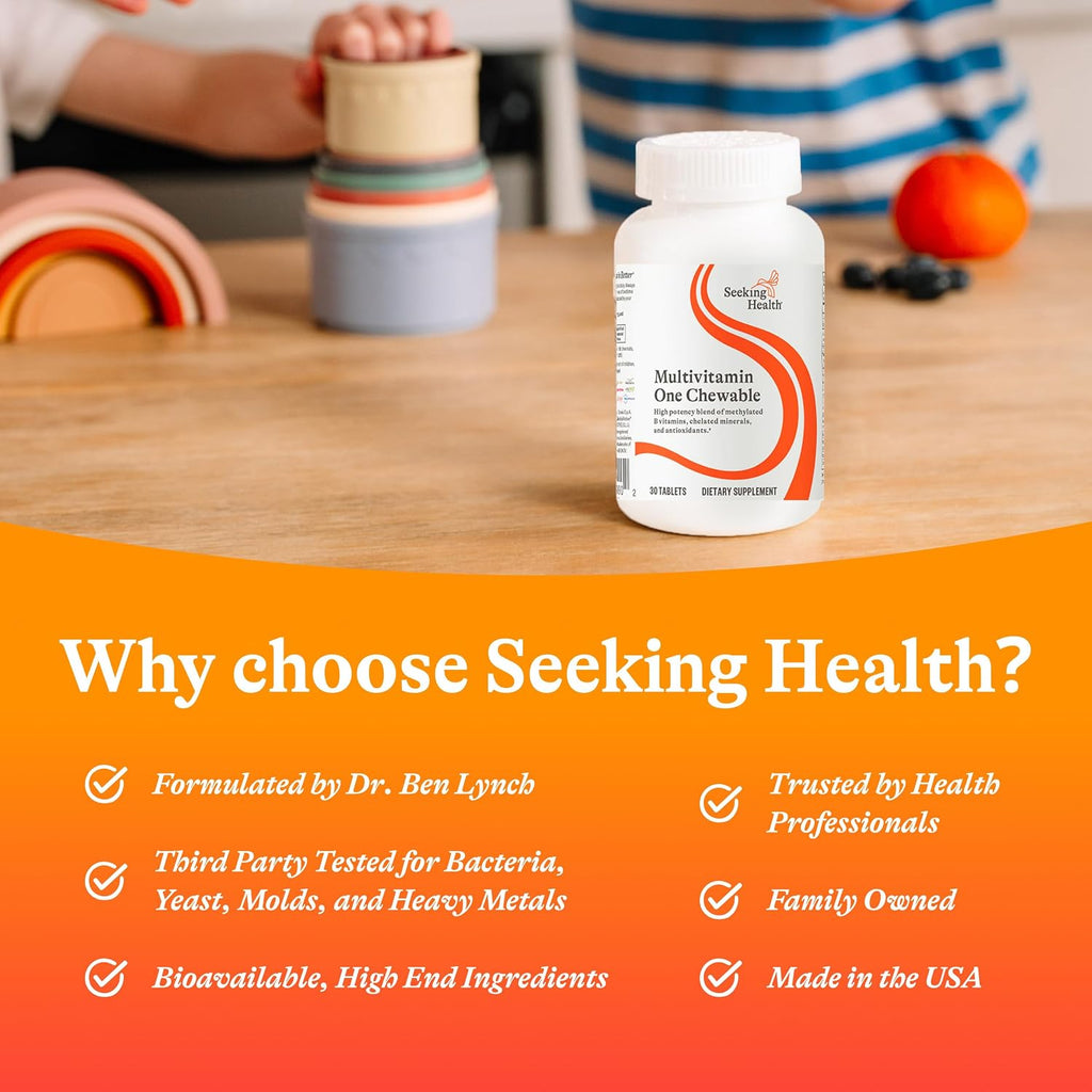 Seeking Health Optimal Multivitamin Chewable - Multivitamínico Masticable con L-5-MTHF, Vitamina B12 y D3