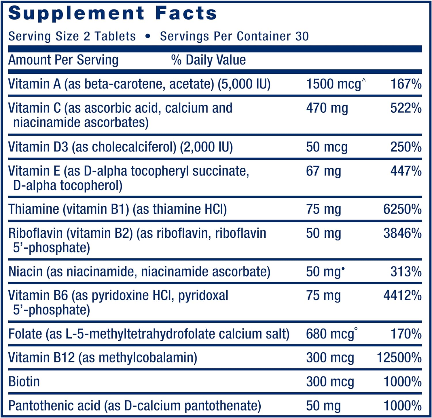 Life Extension Two-Per-Day Multivitamin – Complejo vitamínico completo, 60 comprimidos