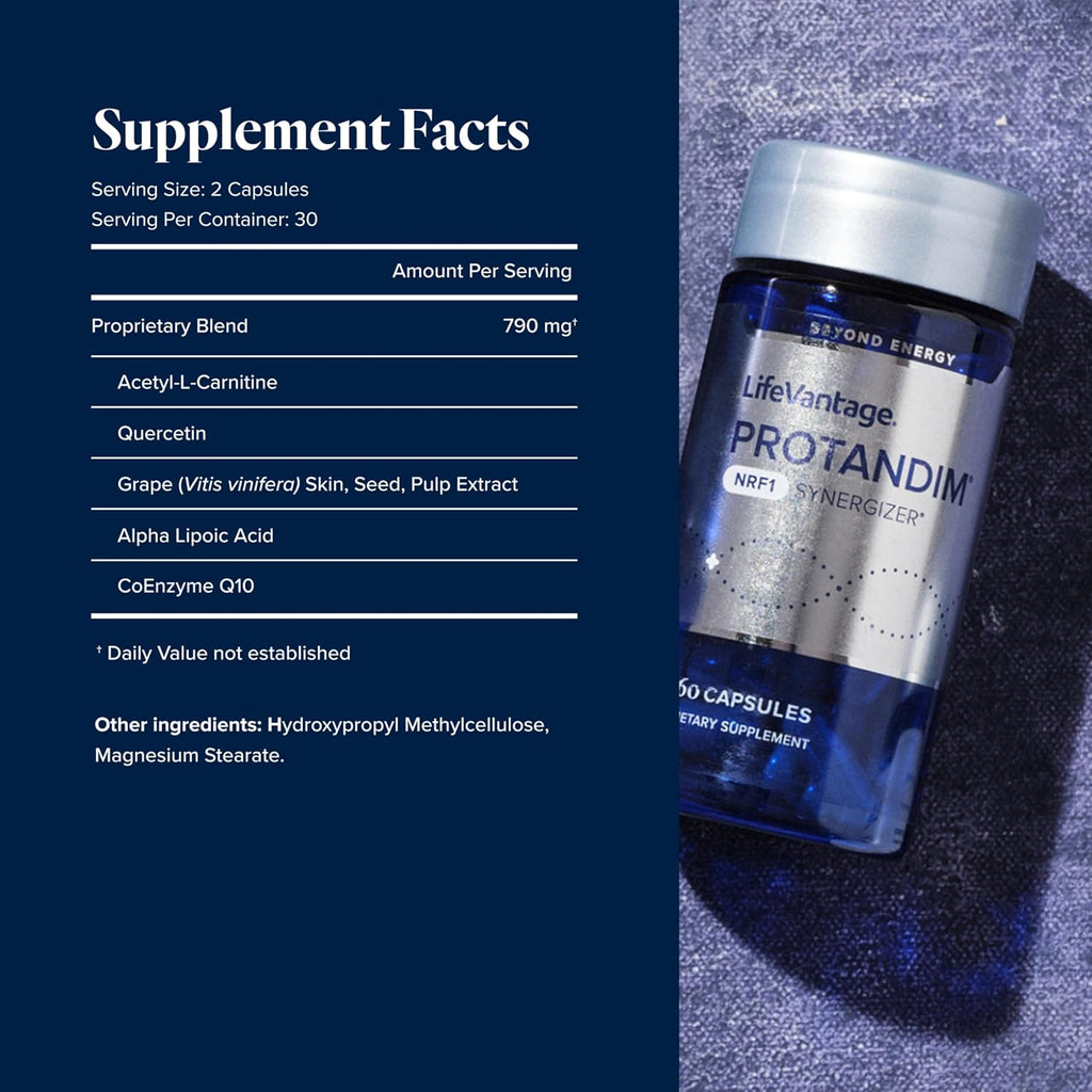 LifeVantage Protandim NRF1 Synergizer, Activador NRF1 para la Salud Celular, Producción de ATP, Suplemento Mitocondrial para Energía y Vitalidad, 60 Cápsulas