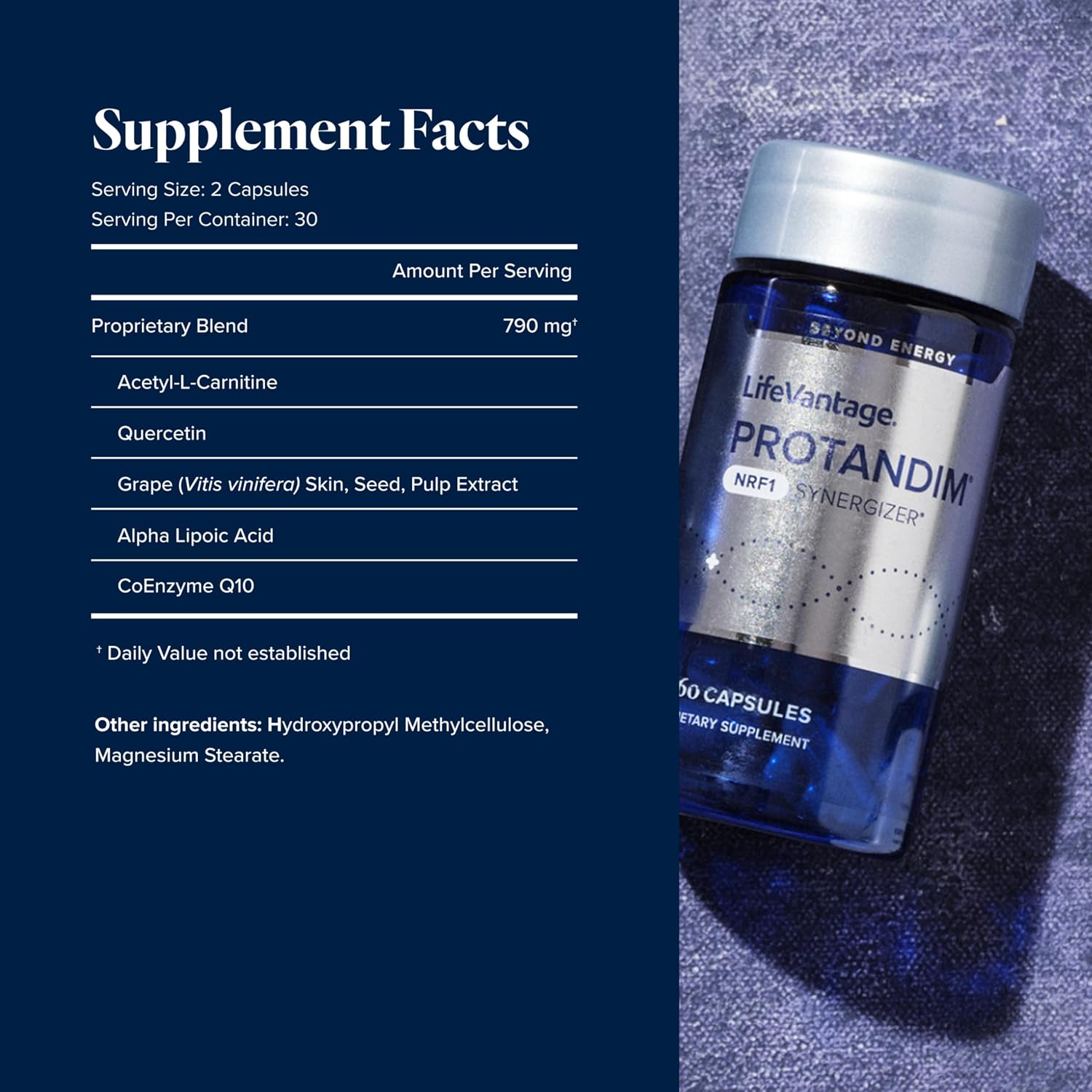LifeVantage Protandim NRF1 Synergizer, Activador NRF1 para la Salud Celular, Producción de ATP, Suplemento Mitocondrial para Energía y Vitalidad, 60 Cápsulas