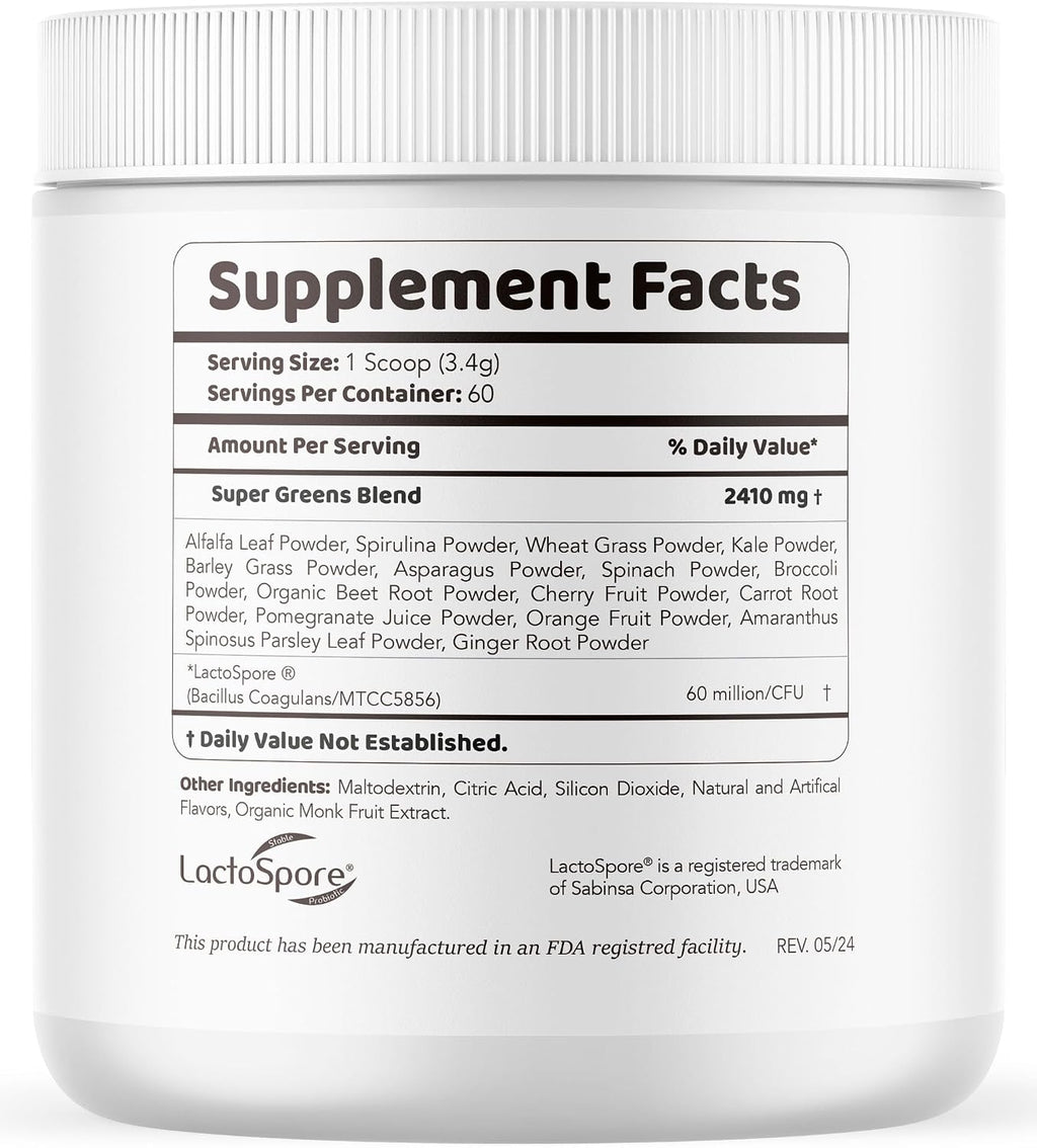 Testo Greens Powder - Fórmula Avanzada de Superalimentos Verdes, 30 Porciones