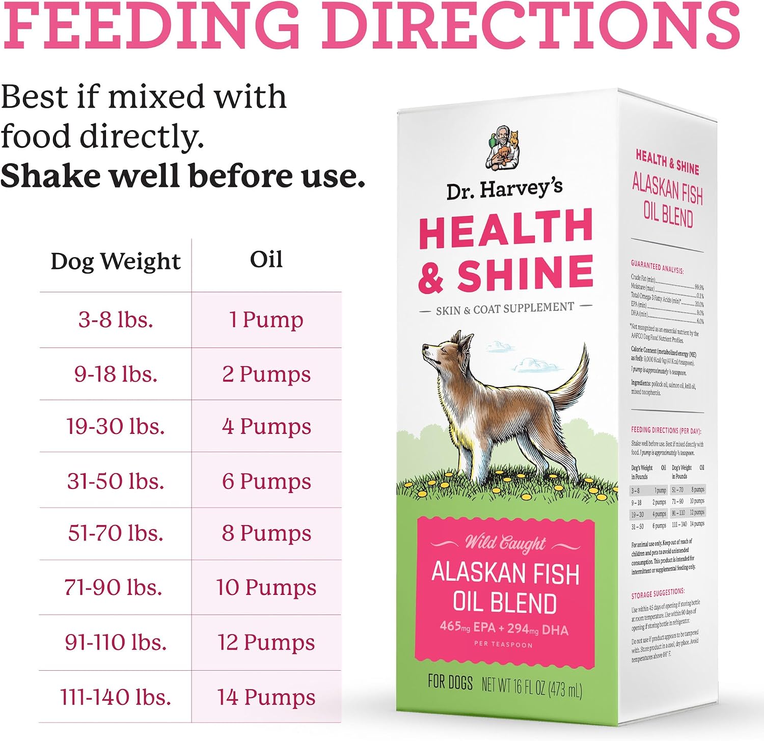 Health & Shine Aceite de Pescado de Alaska para Perros - Apoya Corazón, Cerebro y Ojos (473 ml)